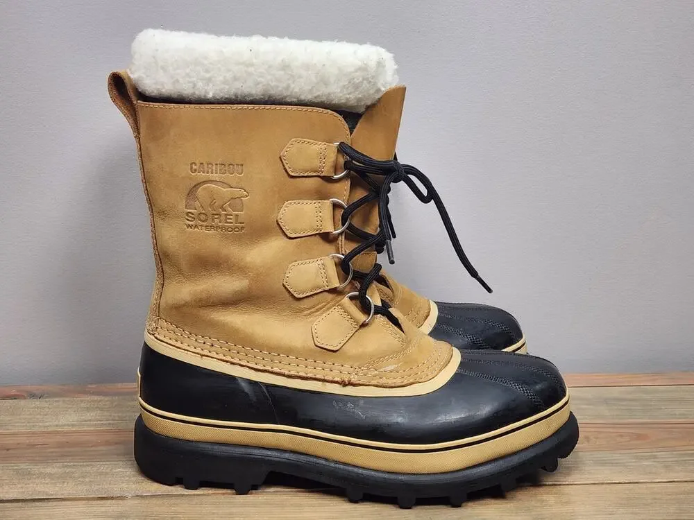 Sorel Caribou Mens Waterproof Winter Snow Boots Buff Tan NM1000-281 Size 11